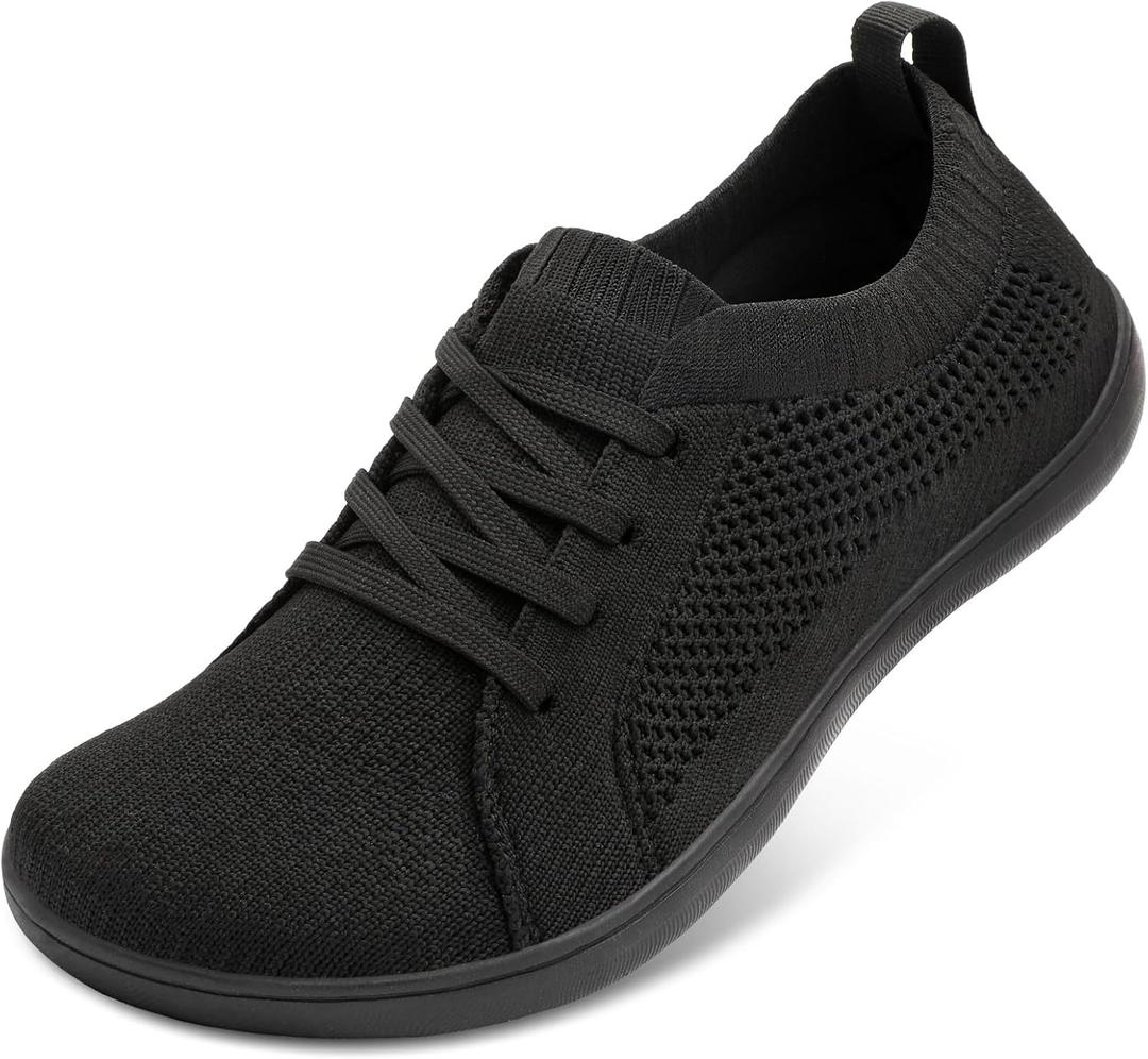 JOINFREE Mens Wide Toe Barefoot Shoes Minimalist Walking Shoes Zero Drop Mesh Workout Sneakers Breathable Casual Running Shoes (Black)