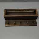 Magnetic Mail and Key Holder for Wall Fridge Wooden Mail Organizer with 5 Key Hooks for Home Bedroom Fridge Kitchen Decorative(Brown)