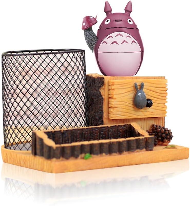 Lependor Adorable Stump-Shaped My Neighbor Cute Pen Holder Cute Japanese Animation Resin Desktop Organizer Container Stationery Storage Office Desk Decoration Study Bookshelf Decor