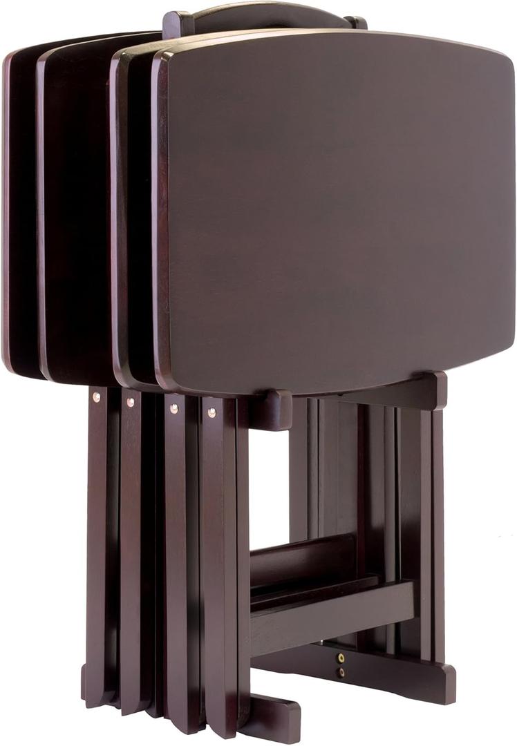 Winsome Dylan Snack Table Set with Stand, for Living Room, 26", Espresso, Set of 4 Tables