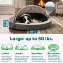 FurHaven Round Orthopedic Dog Bed for Large Dogs, Egg Crate with a Solid Orthopedic Foam Base with Attached Blanket Hood and Removable Washable Cover, Large, Sherpa & Suede Snuggery, Gray
