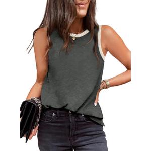 EVALESS Tank Tops for Women 2026 Spring Summer Outfits Cute Polka Dots Sleeveless Tops Loose Fit Shirts (Gray, S)