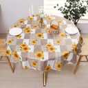 Vinyl Tablecloth with Flannel Backed Waterproof Oil-Proof PVC Table Cloth Wipeable Spill-Proof Plastic Table Cover for Indoor and Outdoor(Sunflower, 60 x 60 Inch Round)