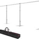 Pipe and Drape Backdrop Stand, 8.9x30ft Heavy Duty Adjustable Background Frame with Metal Base, Back Drop Holder for Parties Photography Wedding Photoshoot Decoration (Silver)