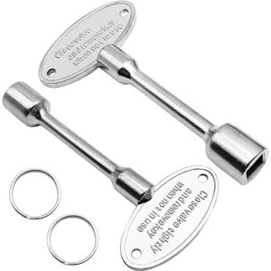 2 Pcs 3 Inch Gas Fireplace Key with 2 Key Ring, Gas Valve Key for Indoor & Outdoor Fireplaces Fire Pits, Replacement Gas Key for Fireplace Gas Valve Fits 1/4" and 5/16" Turn Ball,Chrome-Plated Brass