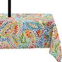LVTXIII Outdoor Rectangle Tablecloth, Decorative Water-Repellent and Fade Resistant Table Covers with Umbrella Hole, Patio Table Cloth with Zipper for Oblong Table Use, 6084 Inch, Paisley Multi
