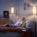 Set of 2 Dimmable Floor Lamps for Living Room with 2 Remotes and Foot Switch, 64.4Modern Standing Tall Lamp, Corner Lamp for Bedroom, Bulb Included, 3000K-6500K, Beige Shade E06LDP205W1