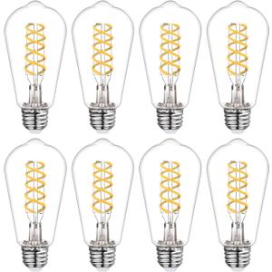 8 Pack ST19(ST58) Vintage LED Edison Light Bulbs, Neutral White 4000K, Dimmable 600LM, CRI 80+, 6W Equivalent to 60W, E26 Base Clear Plastic, Antique Decorative LED Filament Bulbs for Home