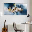 Abstract Canvas Wall Art Navy Blue Wall Art for Living Room Framed Modern Artwork for Walls, Above Bed Wall Decor Navy and Gold for Bedroom and Living Room Office Pictures Wall Decor 24×48IN