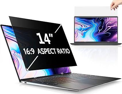 Peslv Magnetic Laptop Privacy Screen 14 inch for 16:9 Computer Monitor, 14" Removable Anti Glare Protector Blue Light Filter Shield Compatible with Lenovo Hp Dell Acer Asus Thinkpad Envy Xps