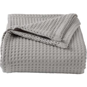 100% Cotton Waffle Weave Bed Blanket | Soft, Breathable, and Lightweight Blanket for All-Season | Perfect for Layering | Brielle Collection (King, Light Grey)