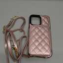 Bocasal Crossbody Wallet Case for iPhone 15 Pro Max, RFID Blocking PU Leather Zipper Handbag Purse Flip Cover, Kickstand Folio Case with Card Slots Holder Wrist Strap Lanyard 5G 6.7 Inch (Rose Gold)