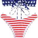 ZAFUL Knotted Bandeau Bikini for Women Strapless Swimsuits High Cut Bathing Suit Sexy Cheeky Tie Side Swimwears Small