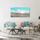 Ocean Beach Sunrise Wall Art,Ephany Art,1 Pieces Canvas Wall Art Sunset View, Landscape Canvas Paintings, Stretched and Framed Ready To Hang (D-1pcs,20x40inchx1pcs)