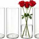 4 Pack Acrylic Cylinder Vases for Centerpieces, 3.9 x 11.8 inch Tall Clear Flower Vase, Unbreakable Vases,Hurricane Candle Holders Floating Candle Vase for Wedding Dinner Table Party Room Decor
