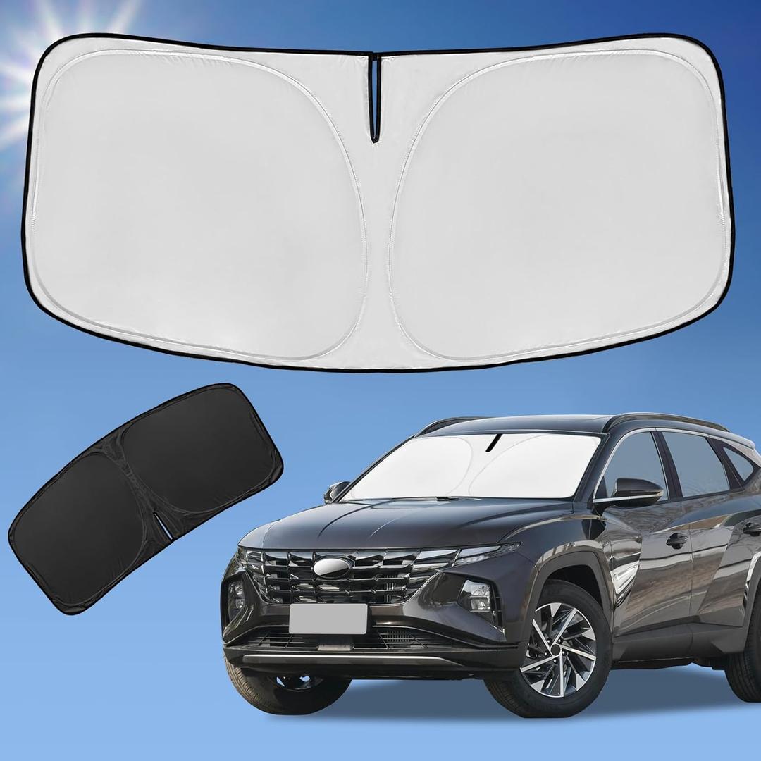 for Hyundai Tucson 2022-2024 2025 2026 Sun Shade Sunshade Windshield Cover,4-Layer Front Window Shade Custom fit Tucson Sun Visor 240T Retractable Shade Blocks UV Rays Cooler Car Accessories