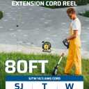 DEWENWILS Retractable Extension Cord Reel, 80FT Heavy Duty Open Cord Reel for Indoor Outdoor, 14/3 AWG SJTW, 4 Grounded Outlets, 13 Amp Circuit Breaker,Handle Rewind, Metal Stand, ETL Listed