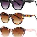 LADEESSE 3 Pack Bifocal Reading Sunglasses for Women Fashion Cateye Sun Readers Outdoor Reading Glasses UV400 +2.00Protection
