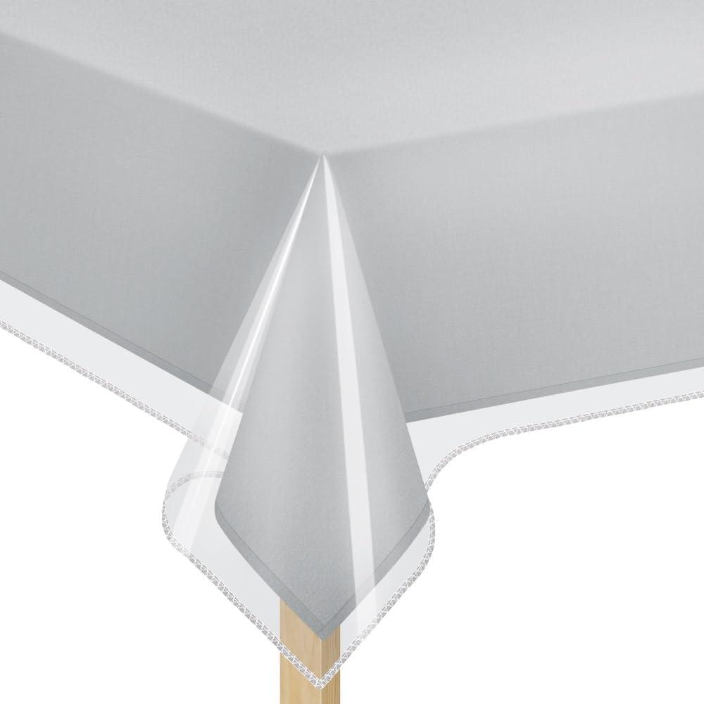 Elaine Karen Clear Plastic Table Cover Protector 100% Waterproof Table Protector Crystal Clear Plastic Tablecloth Cover for Dining Heavy Duty Vinyl, 54" x 84" Rectangle