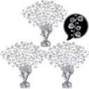 3 Pcs Disco Table Decorations Metallic Gleam Foil Spray Centerpieces Silver Disco Ball Glitter Plastic Spray Table Centerpiece for 60 70 80 Birthday Bachelorette Cowgirl Cowboy Party