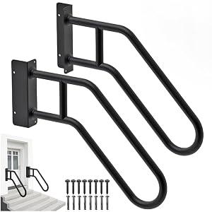 SELEWARE Heavy Duty Wall Mount Handrails for Indoor Outdoor 1-3 Steps