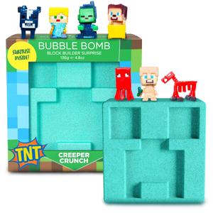 TNT Creeper Bath Bomb for Kids with Block Builder Surprise Toys Inside (1 Pack)  Large Fizzy Bubble Mine Bomb - Easter Basket Stuffers for Boys, Fruity Scent, Skin-Safe, Made in USA by Two Sisters