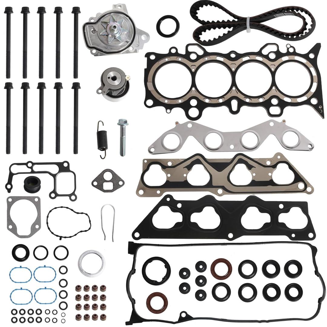 1.7 Head Gasket Set W/Head Bolts Timing Belt Kit W/Water Pump fit for Honda Civic HX/EX 1668CC/1700CC 1.7L 2001-2005 D17A2 D17A6 OE# HS26236PT HS26236PT-2 TCK312 HS4034 HB4034