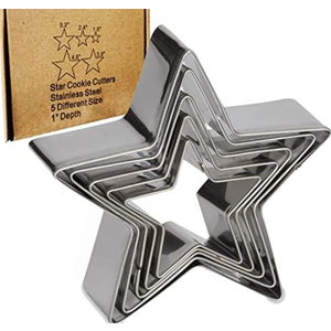 Antallcky Star Cookie Cutter Set-5pcs 1Pack Stainless Steel Five-pointed Star Biscuit Molds Fondant Cake Cookie Cutter Set Pastry Mold-for 3d Christmas Tree/Linzer Cookies