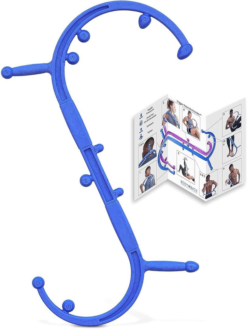 Body Back Buddy Elite Blue 2.1 - Neck Massager for Pain Relief Deep Tissue - Back Therapy Tool - Therapeutic Trigger Point Hook for Muscle Knot & Myofascial Release - Shoulder Pressure Point Relief