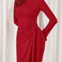 PRETTYGARDEN Women 2025 Mini Bodycon Dresses Long Sleeve Ruched Fitted Short Night Out Trendy Party Club Outfits Fall Clothes (Red, XXL)