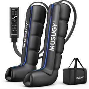 Sequential Leg Compression Massager for Circulation : Full Leg Air Compression Boots for Massage Therapy & Fatigue Relief - 9 Intensity, 6 Modes, 3 Timers for Athletes, Runners, Gym (Medium)