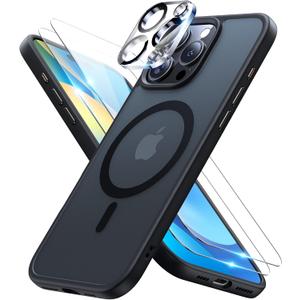 Meifigno Designed for iPhone 16 Pro Max Case 6.9, with 2X HD Screen Protectors & 1X Lens Protector, Compatible with MagSafe, Military-Grade Protection, Magnetic Case Designed for 16 Pro max, Black