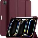 New Compatible with iPad Pro 11 Inch Case (M4 2024/M5 2025) with Pencil Holder, Smart Cover with Protective Trifold Stand & Soft TPU Back, Auto Wake/Sleep, Support Pencil Pro, Wine Red