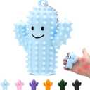 Little Ouchies Pain Fidget, Silicone Cactus Pain Stim Tool Fidget Toy for Adults, Pain Stimming Fidget, Spiky Grippie Stim Keychain for Hard Spiky Sensory Toys Anxiety Relief Fun Gifts, Blue