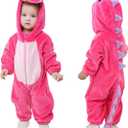 TONWHAR Dinosaur Costume for Toddlers, Baby Animal Romper Halloween Dress Up Onesie for Boys Girls (12-18 Months, Rose)