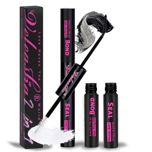 Veleasha Lash Bond and Seal Lash Clusters Glue Waterproof Eyelash Cluster Glue Long Lasting for DIY Lash Extensions Super Strong Hold 72 Hours at Home (10ml,Black)