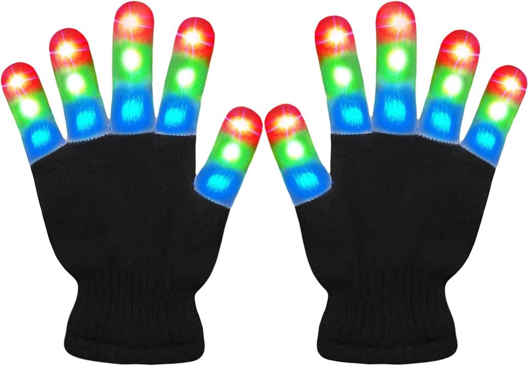 COLEDRE LED Gloves Girls Boys Toys Cool Party Rave Gifts Light Up Gloves for Kids Teens stocking stuffers Halloween Christmas World Cup Carnival Costumes