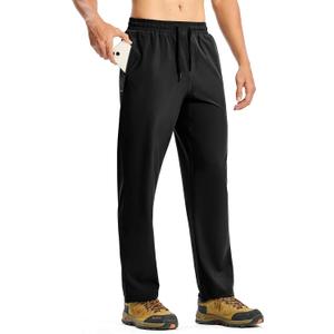 TBMPOY Mens Lightweight Hiking Pants Quick Dry Travel Fishing Water Resistant Workout Athletic Sweatpants Zipper Pockets (Black, XXXL)