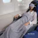 Travel Blanket, Airplane Blanket, Ultra-Soft, Warm & Lightweight, 65x40 in, Outdoor Blanket Essentials for Women, Men & Kids, Included Eye Mask, Luggage Sleeve & Backpack Clip Navy Blue (Dark Grey)