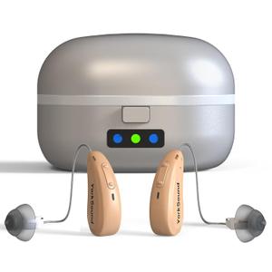 Invisible Rechargeable OTC Hearing Aids for Seniors  16 Channel Digital Sound Processing & Noise Cancelling, Auto On/Off with Charging Case, Smart Comfortable Secure Fit (Beige) (Grey) Invisible Rechargeable OTC Hearing Aids for Seniors  16 Channel Digital Sound Processing & Noise Cancelling, Auto On/Off with Charging Case, Smart Comfortable Secure Fit (Beige) (Grey)