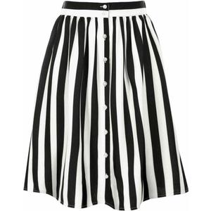 Allegra K Women's Striped Button Front Elastic Back Waist A-Line Midi Skirt Large