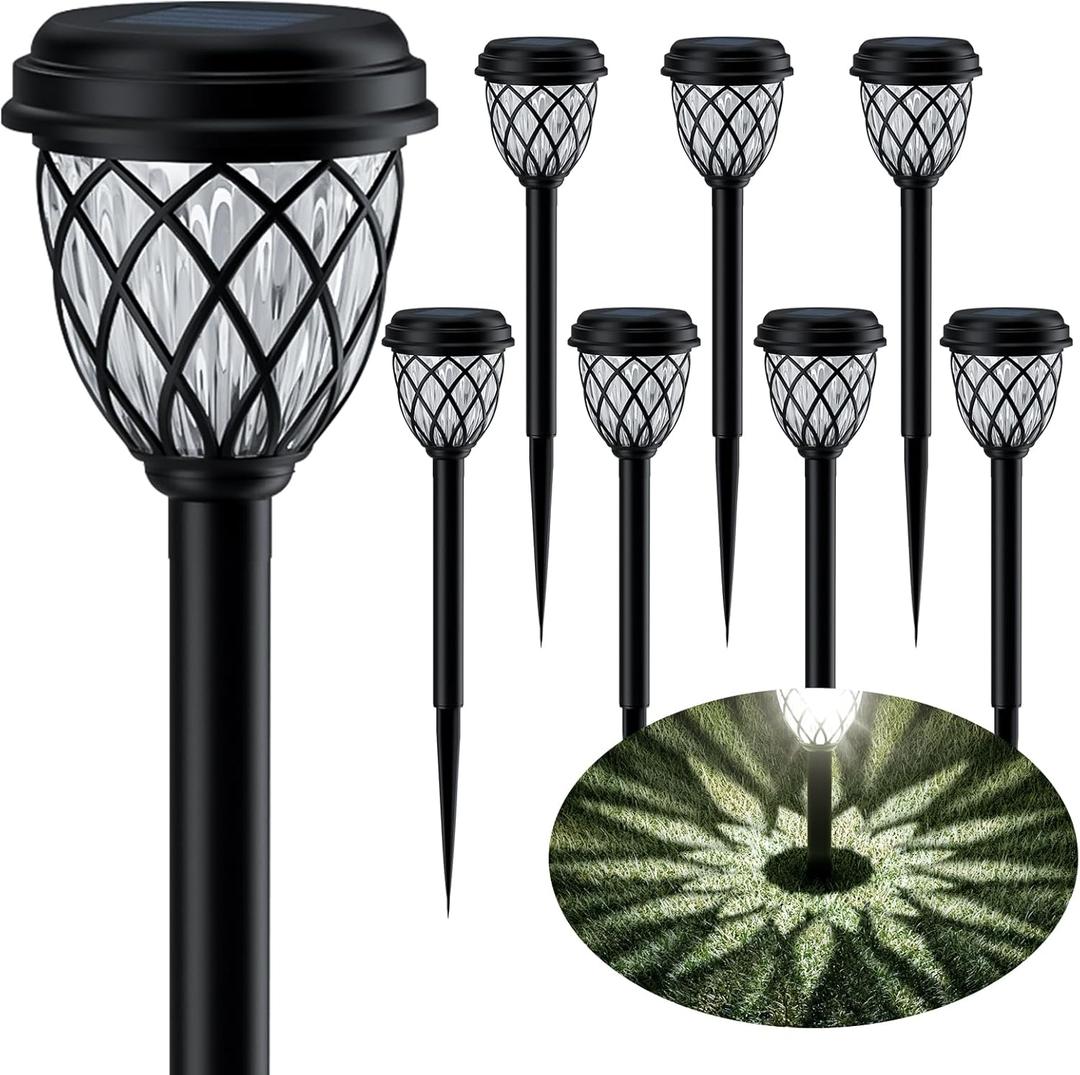 Solar Outdoor Lights, Outdoor Waterproof IP65, Bright Powered by Solar Garden Lights for Patio, Yard, Driveway Decoration (8 Pack (Black)