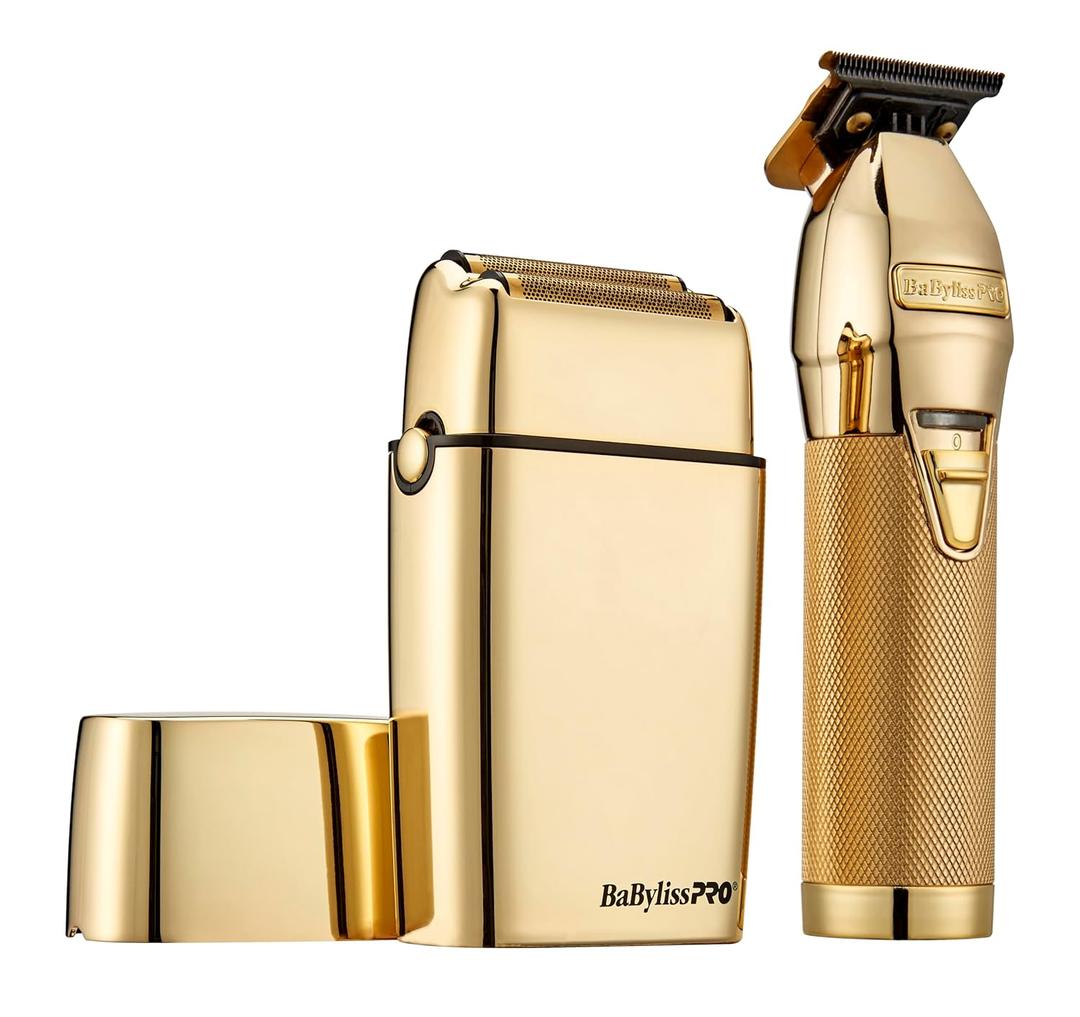 LIMITEDFX Cord/Cordless Hair Trimmer and Double Foil Hair Shaver Prepack, High-Performance Lithium-Ion Batteries for Long-Lasting Cutting (Gold)