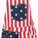 Women's American Flag Overalls Cotton Summer Rompers 4th of July Patriotic Jumpsuit Outfit Casual Adjustable Bibs (12, Navy)