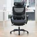 COLAMY Ergonomic Mesh Office Chair with Footrest, Executive High Back Computer Desk Chair with Wide Headrest and Adjustable 3D Arms, Fixed Tilt Lock and Lumbar Support (Black) (5188-Black-New)