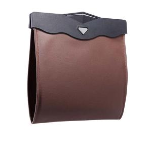 Car Leather Trash Bag Smart LED Waterproof Organizer Storage Garbage Can (Brown)