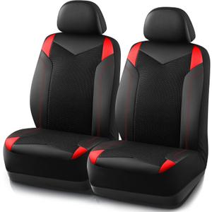PIC AUTO Car Seat Cover, Super Breathable Mesh Front Seat Cover for Cars, Red Leather Seat Covers, Universal Fit, Durable, Airbag Compatible, Suitable for SUVs, Trucks, Sedans, and Vehicles