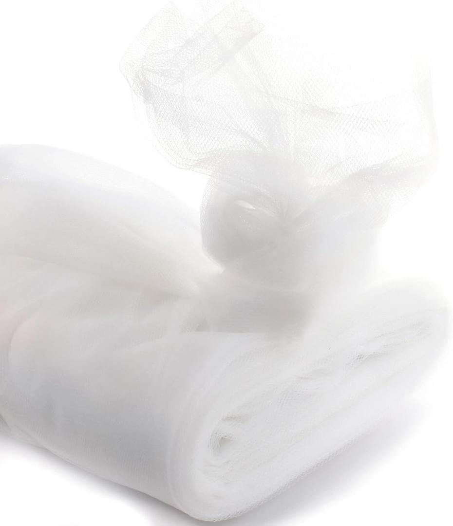 HairBow Center LLC 54inch by 25 Yards Premium Tulle Fabric Bolt For Crafts, Weddings, Party Decorations, Gifts - White