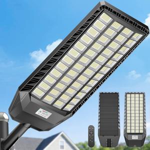 Deepn 15000W Solar Street Lights Outdoor, Super Bright Commercial Solar Lights Outdoor for Yard, IP67 Waterproof LED Security Flood Light with Motion Sensor & Remote Control for Parking Lot, 1 Pack, 33.31 x 13.66 x 10.56 inches