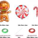 3 x Christmas Balloons Decorations, Gingerbread Balloons, Candy Cane Foil Mylar Balloon for Gingerbread Christmas Party Decorations, New Year, Birthday Party Supplies (Red)